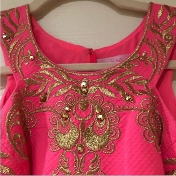 Lilly Pulitzer gold embroidered shift dress size 2 - Picture 2 of 8